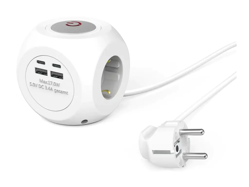 Hama Steckdosenleiste - 3-way, USB-C/A, 17 W, with switch - 250 V - 3680 Watt - Ausgangsanschlüsse: 7 (2 x USB-C, 2 x USB, 3 x CEE 7/7) 00223195