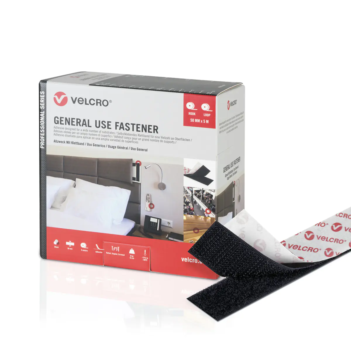 VELCRO je25m Haken-&Flauschbd 50mm Schwz VEL-PS20004