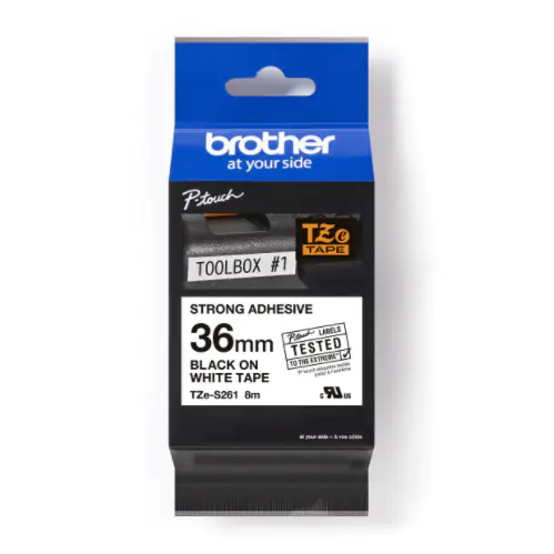 Brother TZe-S261 - Extra starker Klebstoff - Schwarz auf Weiß - Rolle (3,6 cm x 8 m) 1 Kassette(n) laminiertes Band - für P-Touch PT-3600, 9200, 9500, 9600, 9700, 9800, D800, P900, P950; P-Touch Cube PT-P910 Brother TZe-S261 - Extra starker Klebstoff - Schwarz auf Weiß - Rolle (3,6 cm x 8 m) 1 Kassette(n) laminiertes Band - für P-Touch PT-3600, 9200, 9500, 9600, 9700, 9800, D800, P900, P950; P-Touch Cube PT-P910
