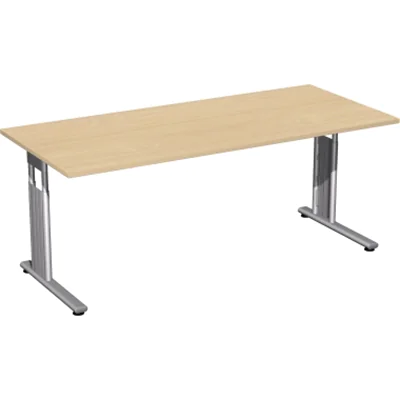 Geramöbel Schreibtisch C-Fuß Flex S-617146-BS 180x80x68-82cm buche/si Geramöbel Schreibtisch C-Fuß Flex S-617146-BS 180x80x68-82cm buche/si