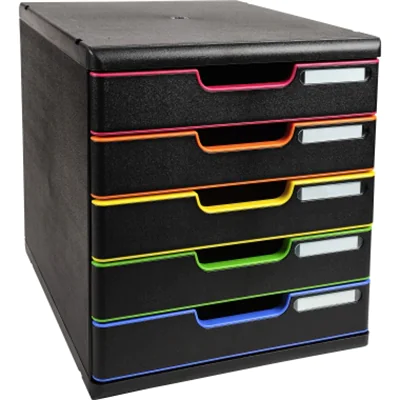 Exacompta Schubladenbox MODULO 5 Schubladen DIN A4+ Polystyrol Gehäusefarbe: schwarz Farbe der Schublade: schwarz/harlekin Exacompta Schubladenbox MODULO 5 Schubladen DIN A4+ Polystyrol Gehäusefarbe: schwarz Farbe der Schublade: schwarz/harlekin