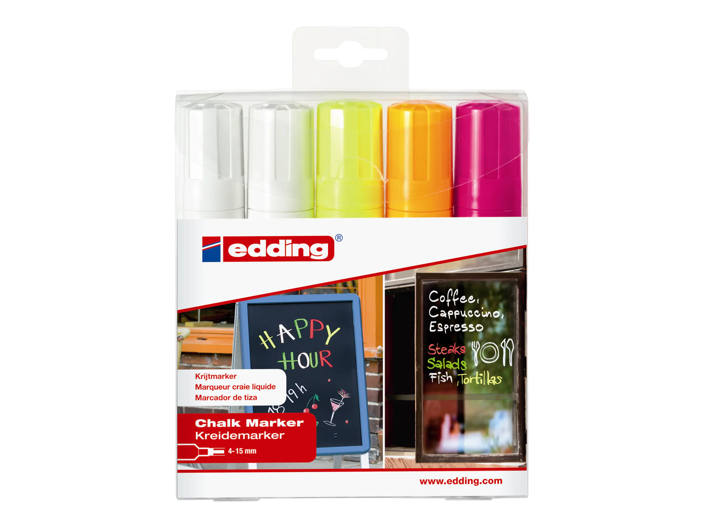 edding Kreidemarker 4090 4-4090-5999 4-15mm farbig 5St./Pack
