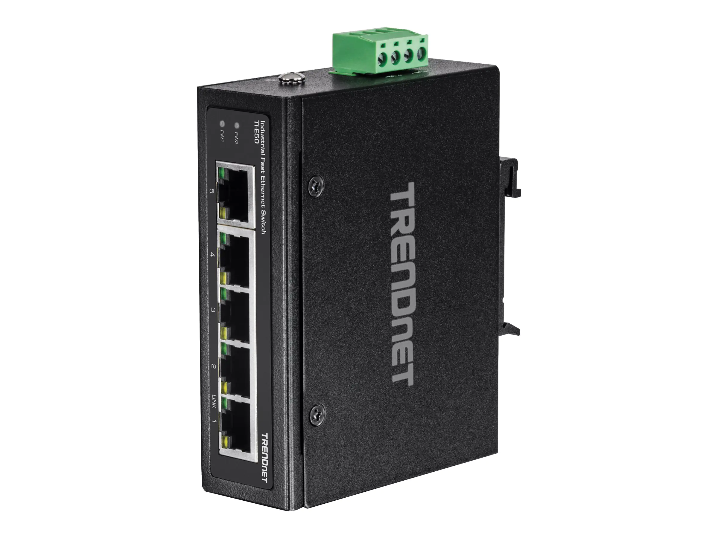 TRENDnet TI-E50 - Switch - unmanaged - 5 x 10/100 - an DIN-Schiene montierbar, wandmontierbar - Gleichstrom - TAA-konform TRENDnet TI-E50 - Switch - unmanaged - 5 x 10/100 - an DIN-Schiene montierbar, wandmontierbar - Gleichstrom - TAA-konform