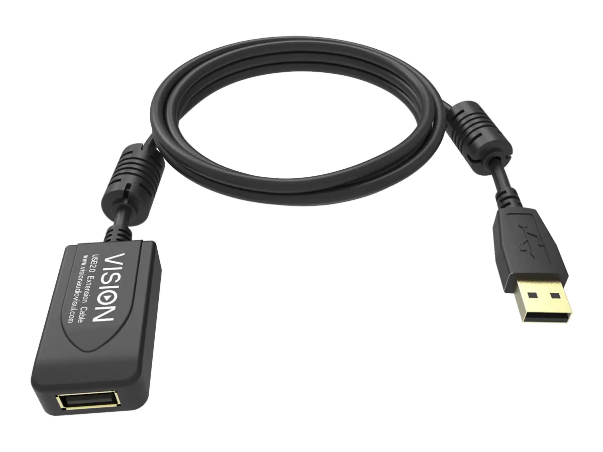 Vision Professional - USB-Verlängerungskabel - USB (M) zu USB (W) - USB 2.0 - 5 m - aktiver Booster nachgeschaltet - Schwarz Vision Professional - USB-Verlängerungskabel - USB (M) zu USB (W) - USB 2.0 - 5 m - aktiver Booster nachgeschaltet - Schwarz