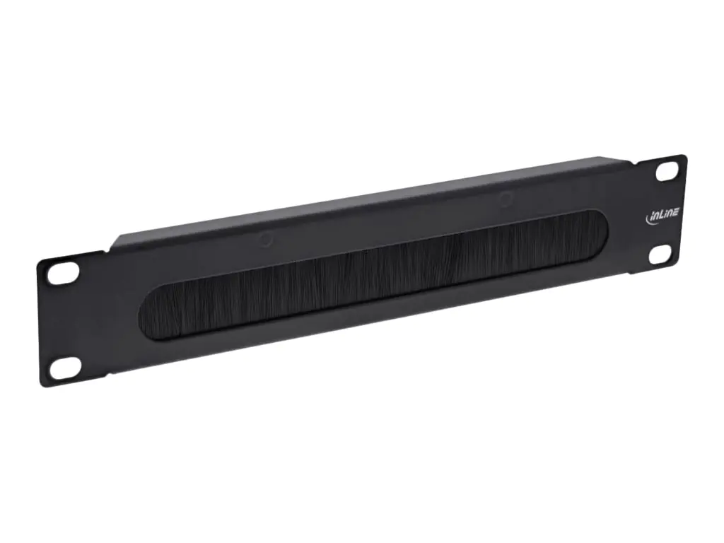 InLine - Kabeldurchführungsplatte mit Bürsteneinsatz - Schwarz, RAL 9005 - 1U - 25.4 cm (10")