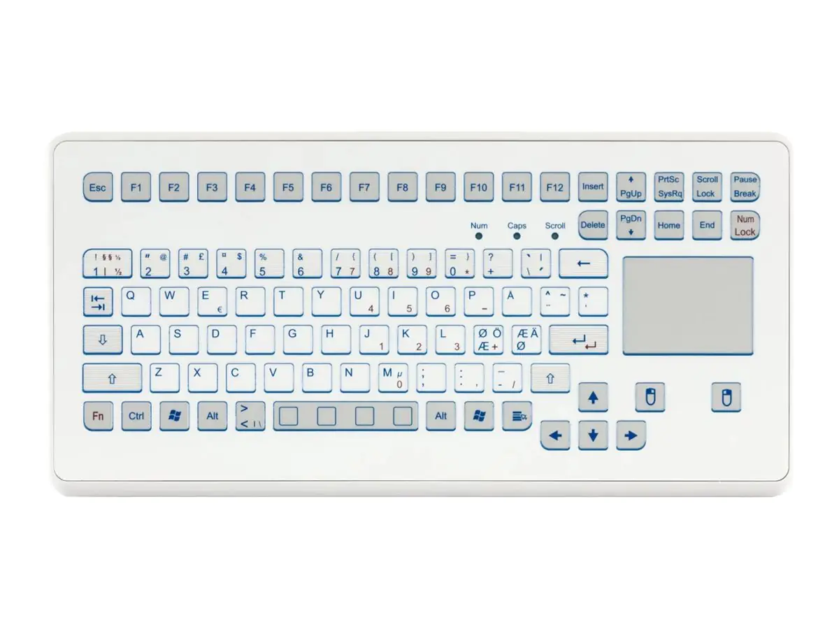 InduDur TKS-088c-TOUCH-KGEH-USB-DE - Tastatur - mit Touchpad - Robust - USB - QWERTY - Deutsch - weiß