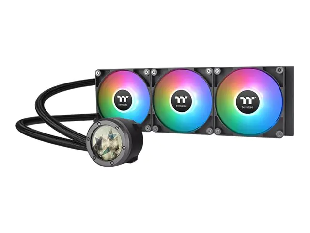 Thermaltake TH360 V2 Ultra ARGB Sync - Prozessor-Luftkühler - mit LCD-Display - (für: LGA1156, AM2, AM2+, AM3, LGA1155, AM3+, LGA2011, FM1, FM2, LGA1150, LGA2011-3, LGA1151, AM4, LGA2066, LGA1200, LGA1700, AM5) - Kupfer - 120 mm - Schwarz