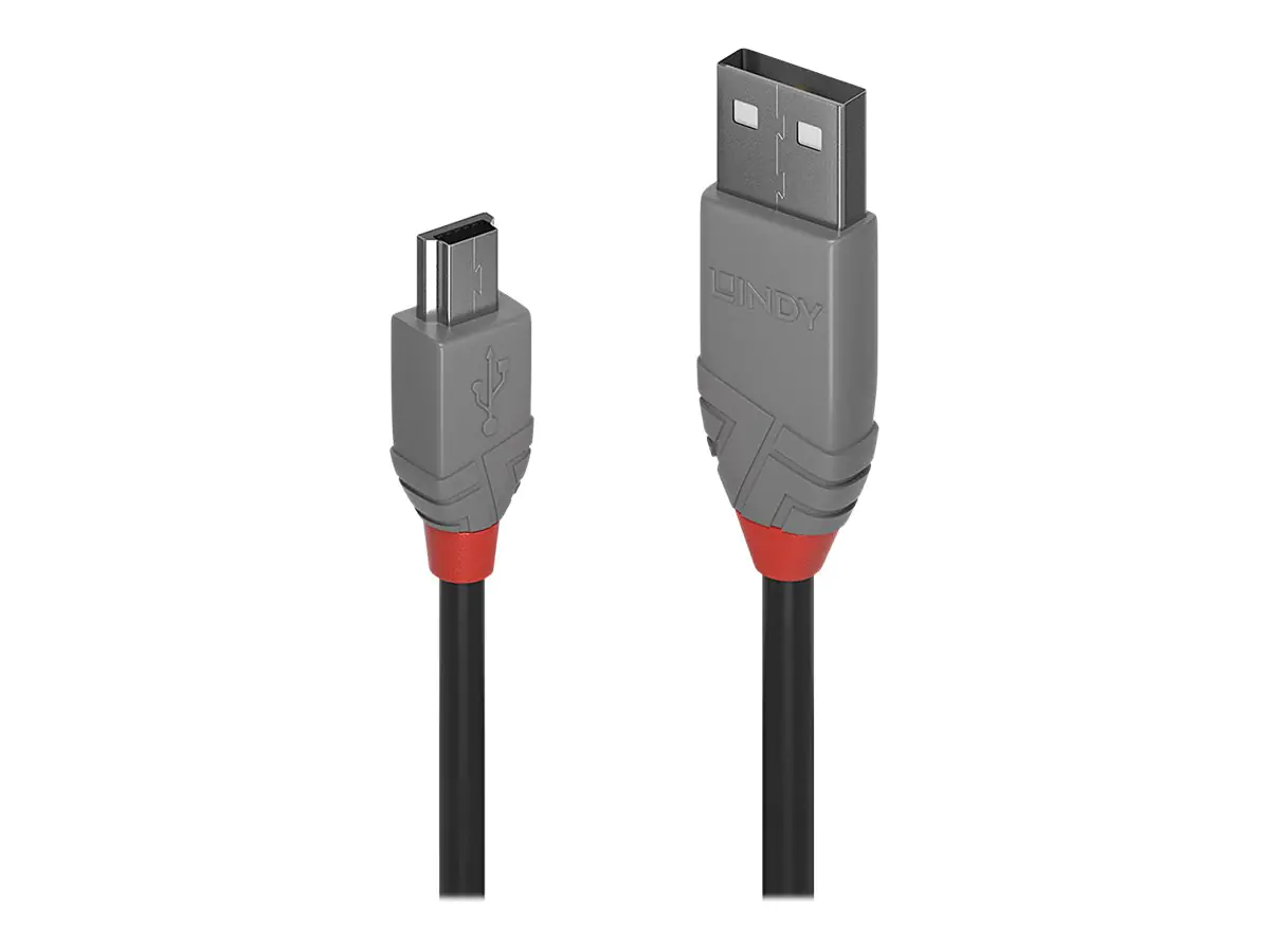Lindy Anthra Line - USB-Kabel - USB (M) zu Mini-USB, Typ B (M) - USB 2.0 - 3 m - rund - Schwarz Lindy Anthra Line - USB-Kabel - USB (M) zu Mini-USB, Typ B (M) - USB 2.0 - 3 m - rund - Schwarz