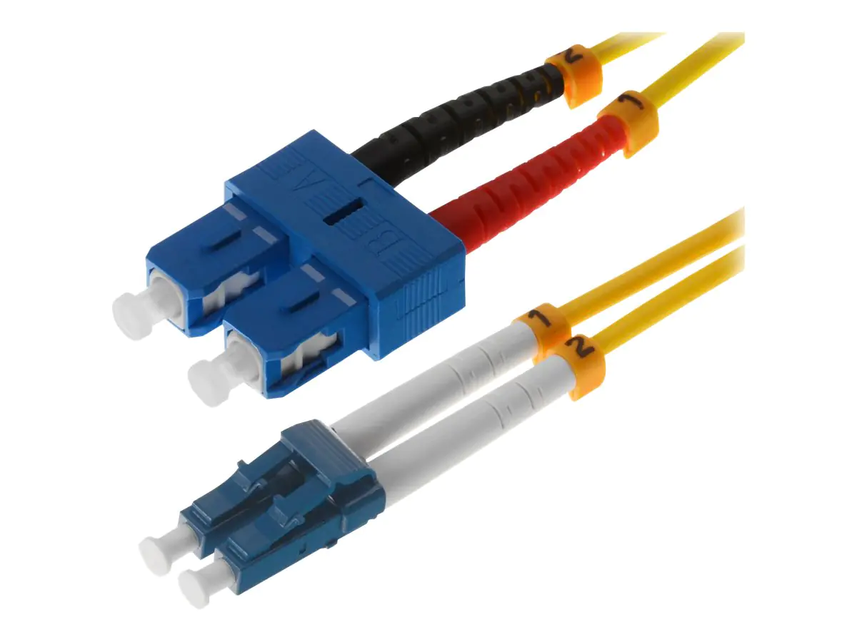 Helos LWL - Patch-Kabel - LC Single-Modus (M) zu SC Single-Modus (M) - 2 m - Glasfaser - Duplex - 9/125 Mikrometer - OS2 - Gelb Helos LWL - Patch-Kabel - LC Single-Modus (M) zu SC Single-Modus (M) - 2 m - Glasfaser - Duplex - 9/125 Mikrometer - OS2 - Gelb