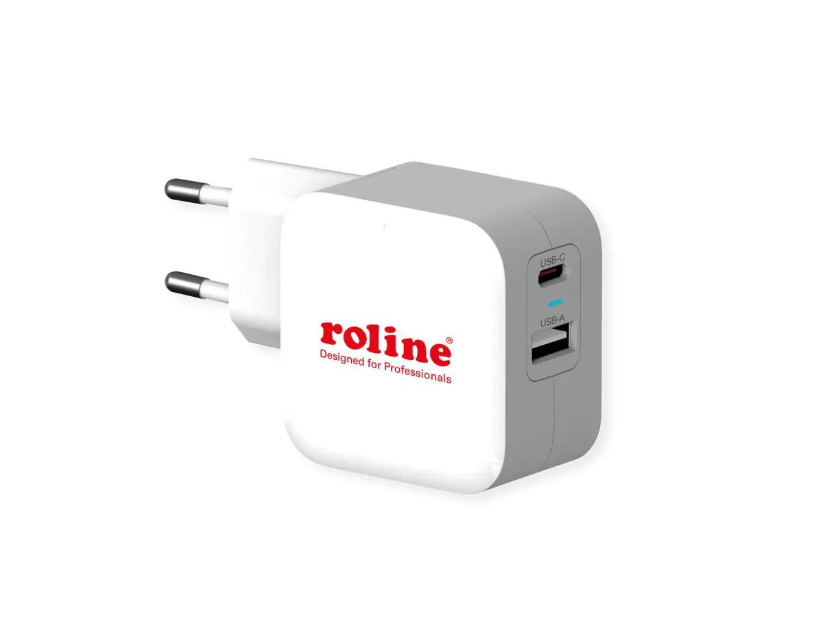 ROTRONIC-SECOMP Roline - Netzteil - 38 Watt - 3 A - PD 3.0, QC 3.0 - 2 Ausgabeanschlussstellen (USB-C, USB) 19.11.1054