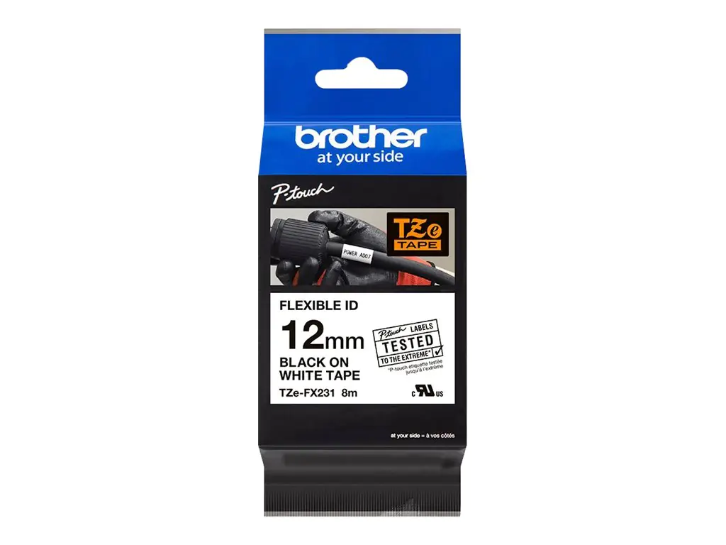 Brother TZe-FX231 - Selbstklebend - Schwarz auf Weiß - Rolle (1,2 cm x 8 m) TZEFX231