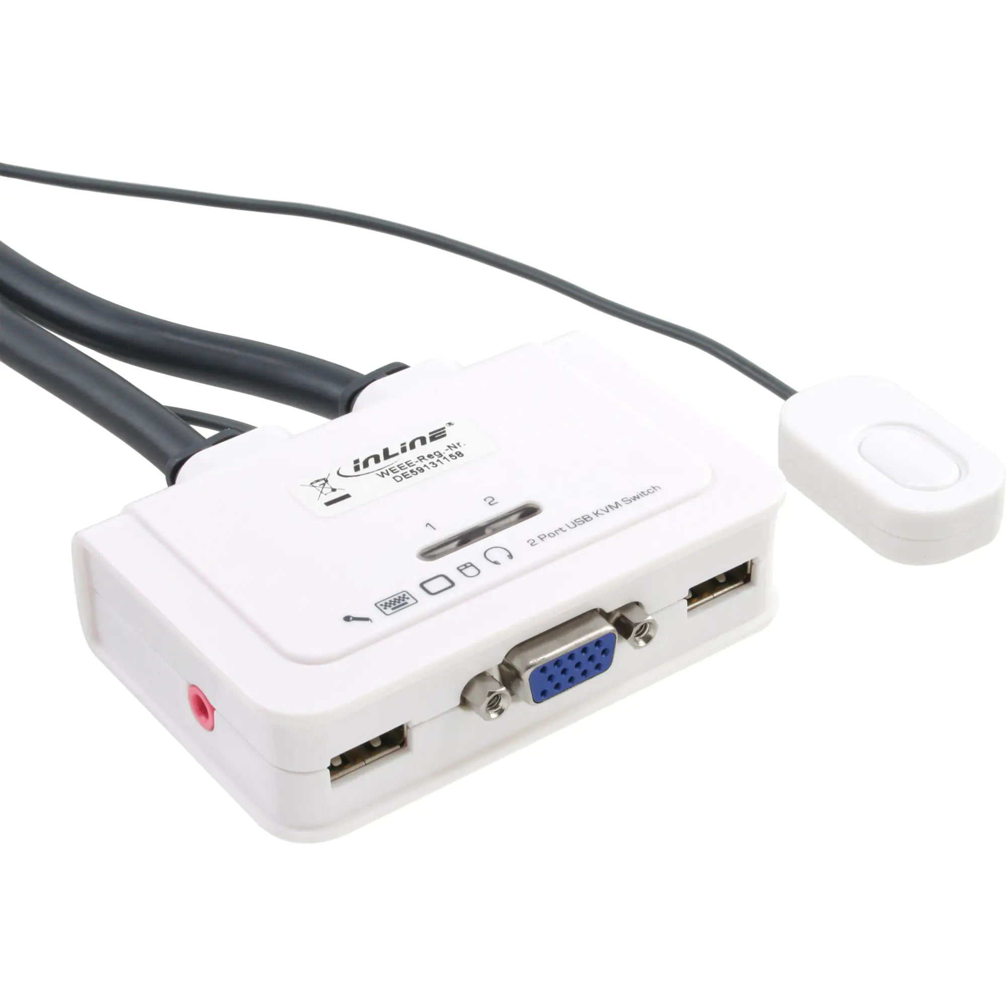 InLine Cable KVM Switch - KVM-/Audio-/USB-Switch - 2 x KVM/Audio/USB - 1 lokaler Benutzer - Desktop InLine Cable KVM Switch - KVM-/Audio-/USB-Switch - 2 x KVM/Audio/USB - 1 lokaler Benutzer - Desktop