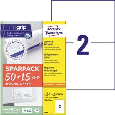 Avery Zweckform Etiketten 6604 weiss - Etiketten/Beschriftungsbänder - A4