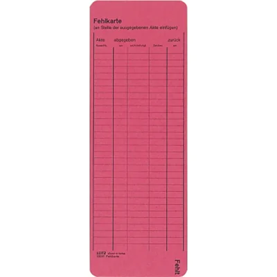 Leitz Einstellfehlkarte DIN A4 450g/m² Karton rot 50 St./Pack.