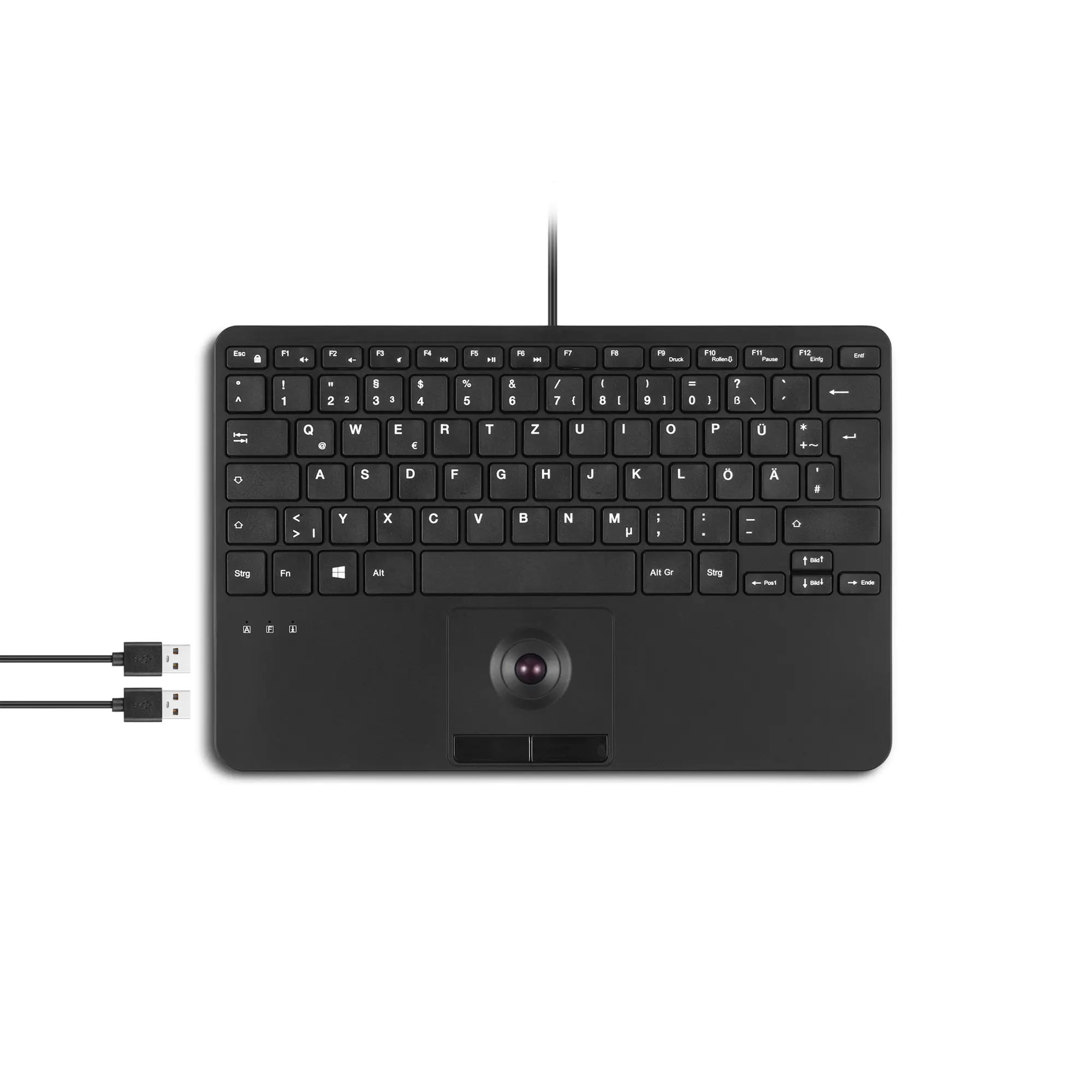 Perixx PERIBOARD-526 H DE Kabelgebundene Mini-USB-Tastatur mit Trackball - Scherentasten -