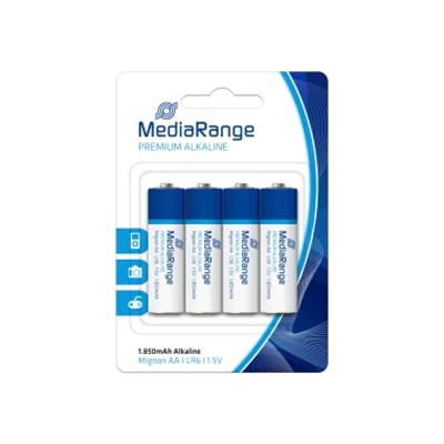 MediaRange Batterie AA/Mignon LR6 Alkaline 1,5V 1.850 mAh 4 St./Pack. MediaRange Batterie AA/Mignon LR6 Alkaline 1,5V 1.850 mAh 4 St./Pack.