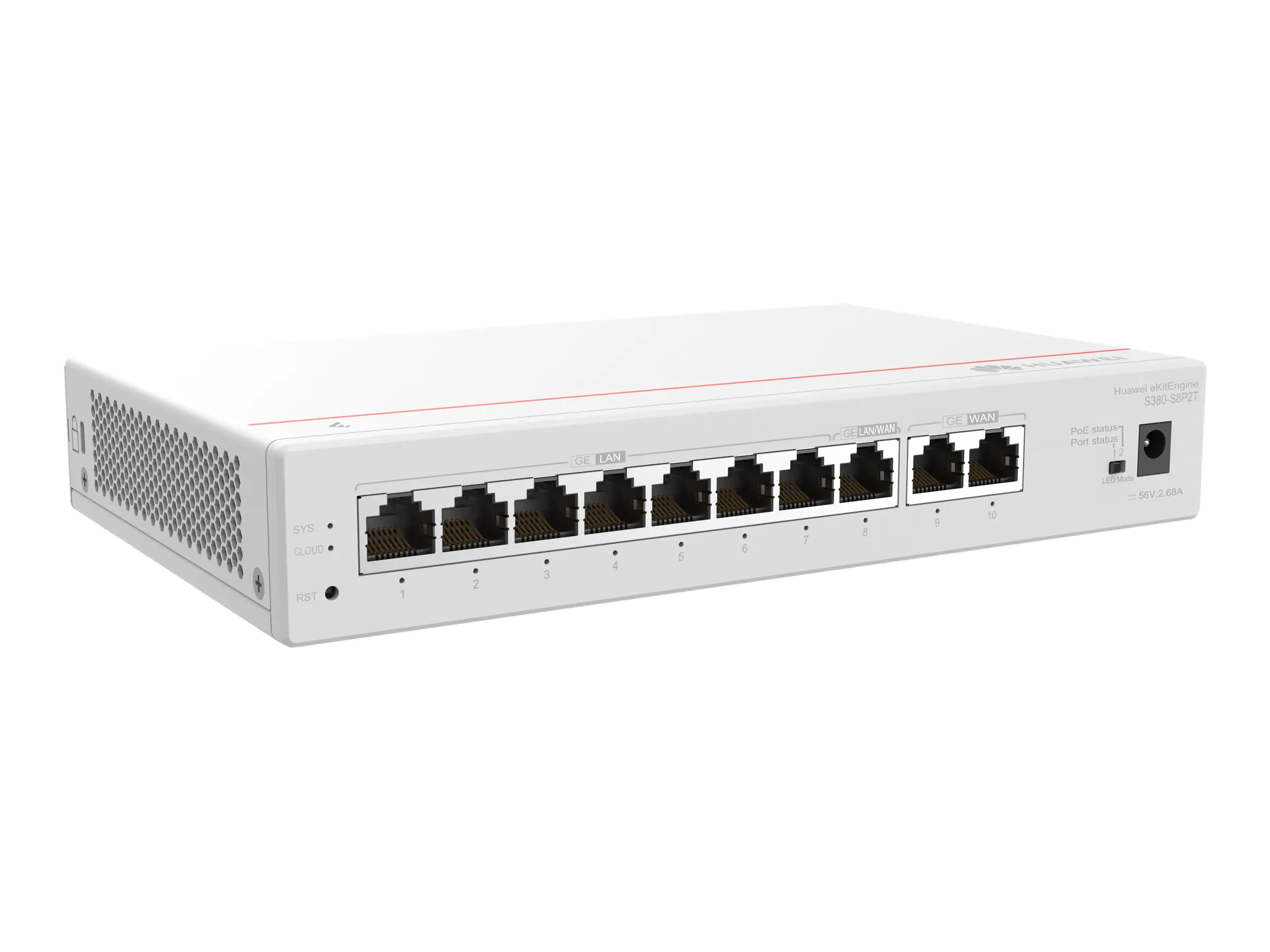 Huawei eKitEngine S380-S8P2T - Switch - managed - 1 x 10/100/1000 (PoE+) + 7 x 10/100/1000 - an Rack montierbar - PoE+ (124 W)