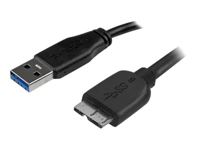 StarTech 3m schlankes SuperSpeed USB 3.0 A auf Micro B Kabel - St/St - USB 3.0 Anschlusskabel - Schwarz - USB-Kabel - Micro-USB Typ B (M) zu USB Typ A (M) - USB 3.0 - 3 m - geformt - Schwarz - für P/N: S2510BU33PW, S251BMU3FP, S251BRU33, SLSODDU33B, SM2NG StarTech 3m schlankes SuperSpeed USB 3.0 A auf Micro B Kabel - St/St - USB 3.0 Anschlusskabel - Schwarz - USB-Kabel - Micro-USB Typ B (M) zu USB Typ A (M) - USB 3.0 - 3 m - geformt - Schwarz - für P/N: S2510BU33PW, S251BMU3FP, S251BRU33, SLSODDU33B, SM2NG