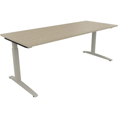 Schreibtisch Kufe Einzels. Quadrat B2000xT800xH650-850 si/Eiche Natur Schreibtisch Kufe Einzels. Quadrat B2000xT800xH650-850 si/Eiche Natur