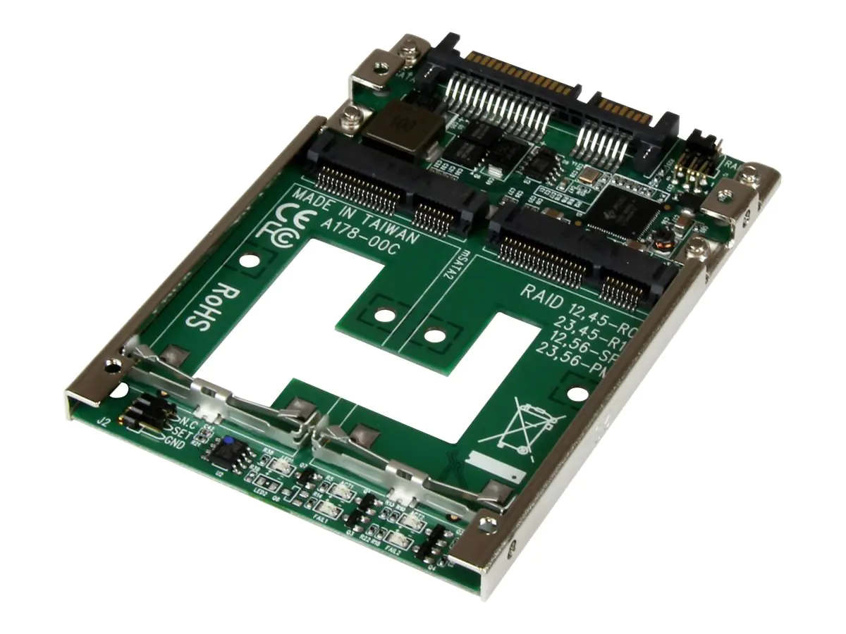 StarTech Dual mSATA SSD auf 2,5 SATA Raid Adapter / Konverter - 2-fach mSATA zu 2,5 Zoll (6,4cm) SATA RAID Adapter / Gehäuse - Speicher-Controller - 2 Sender/Kanal - mSATA - RAID RAID 0, 1, JBOD, BIG - SATA 6Gb/s - für P/N: BRACKET125PT, BRACKET125PTP, BR