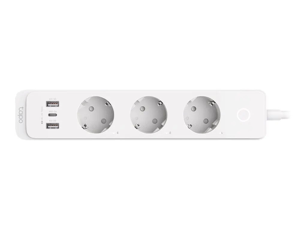 TP-LINK Tapo P300 V1 - Smart Power-Steckdosenleiste - Wechselstrom 220-240 V - 2300 Watt - Wi-Fi - Eingabe, Eingang Stromversorgung - Ausgangsanschlüsse: 6 (3 x Stromversorgung, 2 x USB, USB-C)