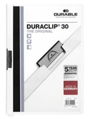 DURABLE Klemmmappe DURACLIP 30 220002 DIN A4 Hartfolie weiß