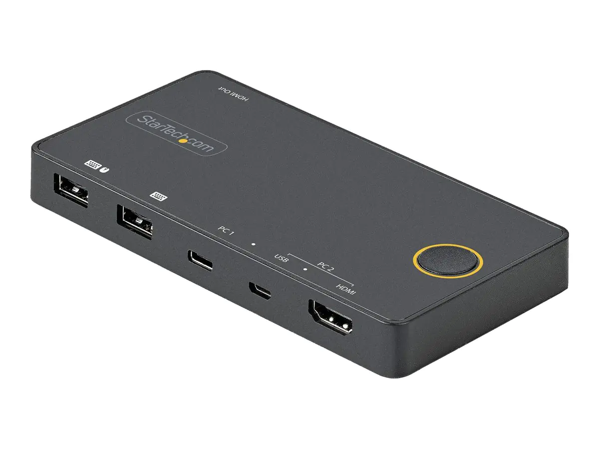 StarTech 2 Port Hybrid KVM Switch HDMI + USB-A & USB-C - 4K 60Hz HDMI 2.0 Monitor - Kompakter Desktop und/oder Laptop HDMI KVM Umschalter - USB Bus Powered - Thunderbolt 3 Kompatibel (SV221HUC4K) - KVM-/Audio-Switch - 2 x KVM/Audio - Desktop StarTech 2 Port Hybrid KVM Switch HDMI + USB-A & USB-C - 4K 60Hz HDMI 2.0 Monitor - Kompakter Desktop und/oder Laptop HDMI KVM Umschalter - USB Bus Powered - Thunderbolt 3 Kompatibel (SV221HUC4K) - KVM-/Audio-Switch - 2 x KVM/Audio - Desktop