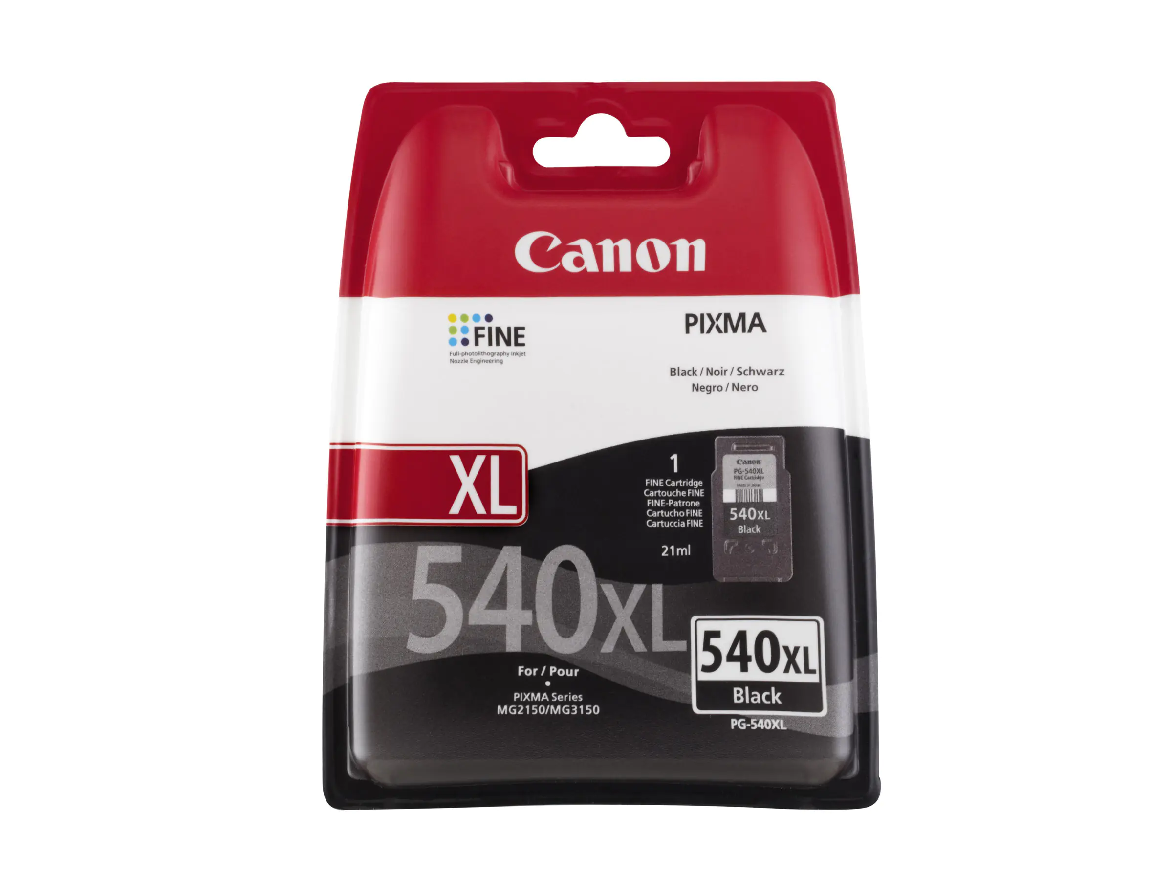 Canon PG-540XL - 21 ml - Hohe Ergiebigkeit - Schwarz - Original - Blister mit Diebstahlsicherung - Tintenpatrone - für PIXMA MG3150, MG3510, MG3550, MG3650, MG4250, MX395, MX475, MX525, MX535, TS5150, TS5151