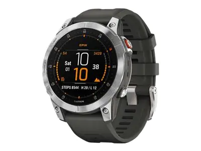 Garmin epix Gen 2 - Slate steel - Sportuhr mit Band - Silikon - Handgelenkgröße: 125-208 mm - Anzeige 3.32 cm (1.3") - 16 GB - Bluetooth, Wi-Fi, ANT+ - 76 g