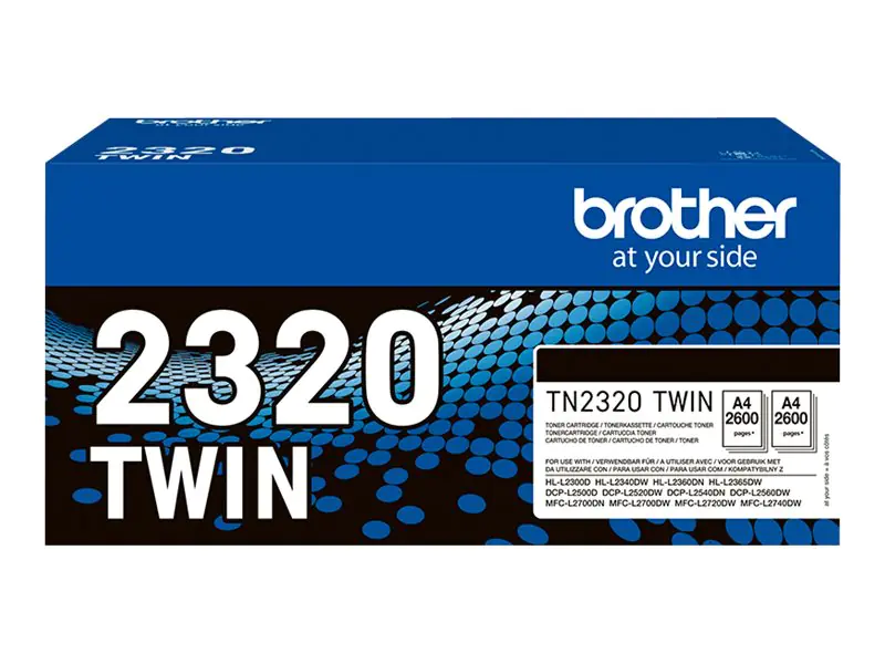 Brother TN2320 TWIN - 2er-Pack - Hohe Ergiebigkeit - Schwarz - original - Tonerpatrone - für Brother DCP-L2500, L2520, L2560, HL-L2300, L2340, L2360, L2365, MFC-L2700, L2720, L2740 Brother TN2320 TWIN - 2er-Pack - Hohe Ergiebigkeit - Schwarz - original - Tonerpatrone - für Brother DCP-L2500, L2520, L2560, HL-L2300, L2340, L2360, L2365, MFC-L2700, L2720, L2740