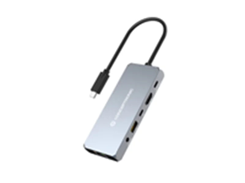 Conceptronic DONN22G, Kabelgebunden, USB 3.2 Gen 2 (3.1 Gen 2) Type-C, 100 W, 3,5 mm, 2500 Mbit/s, Grau