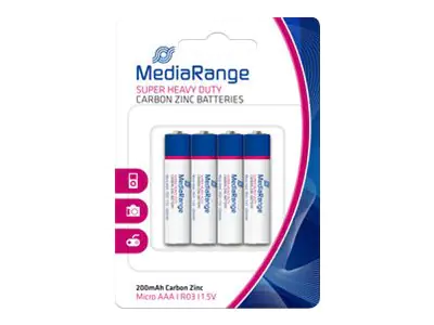 MediaRange - Batterie 4 x AAA / LR03 - Kohlenstoff Zink - 200 mAh