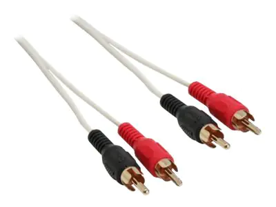 InLine Cinch Kabel - 2x Cinch - Stecker / Stecker - weiß / gold - 10m 89933Y