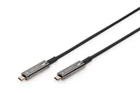DIGITUS - USB-Kabel - 24 pin USB-C (M) zu 24 pin USB-C (M) - DisplayPort 1.2 - 15 m - Active Optical Cable (AOC), Support von 4K 60 Hz, unterstützt 1920 x 1080 bei 120 Hz, DP Alt Modus-Support - Schwarz
