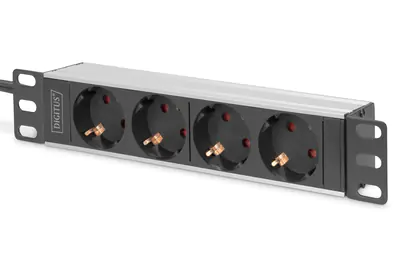 DIGITUS - Steckdosenleiste (Rack - einbaufähig) - Wechselstrom 250 V - 4000 Watt - Eingabe, Eingang CEE 7/4 - Ausgangsanschlüsse: 4 (4 x Spannung) - 1U - 25.4 cm (10") - 2 m Schnur DIGITUS - Steckdosenleiste (Rack - einbaufähig) - Wechselstrom 250 V - 4000 Watt - Eingabe, Eingang CEE 7/4 - Ausgangsanschlüsse: 4 (4 x Spannung) - 1U - 25.4 cm (10") - 2 m Schnur
