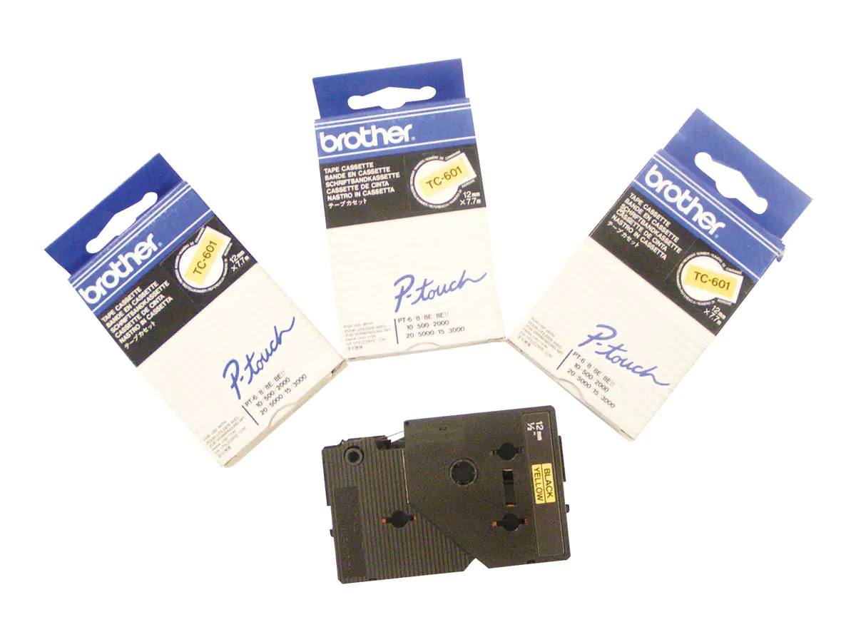 Brother - Schwarz, Gelb - Rolle (1,2 cm x 8 m) 1 Kassette(n) laminiertes Band - für P-Touch PT-2000, PT-3000, PT-500, PT-5000, PT-8E