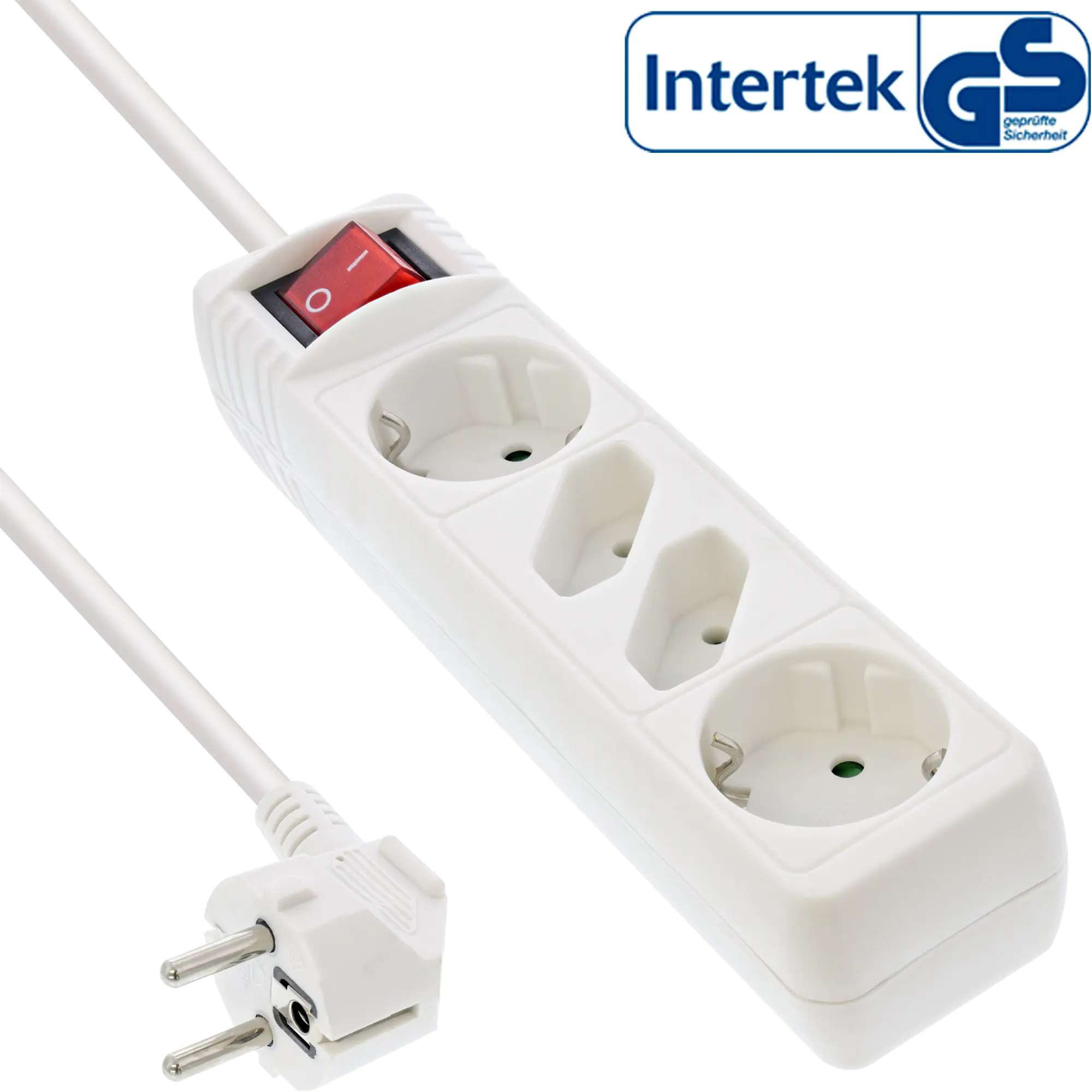 InLine Steckdosenleiste - 4-fach - 2x Schutzkontakt + 2x Euro - weiß - 1,5m 16441T