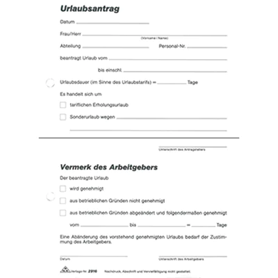 RNK Urlaubsantrag 2916 DIN A5 sd Block 2x40Blatt RNK Urlaubsantrag 2916 DIN A5 sd Block 2x40Blatt