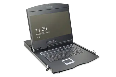 DIGITUS 19" LCD KVM Konsole, 16-Port VGA, deutsche Tastatur DS-72211-3GE