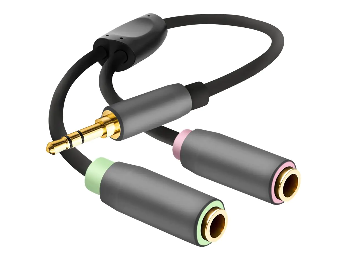 Helos Premium - Audio-Adapter - Mini-Stecker Stecker zu Mini-Stecker Gefäß - Schwarz Helos Premium - Audio-Adapter - Mini-Stecker Stecker zu Mini-Stecker Gefäß - Schwarz
