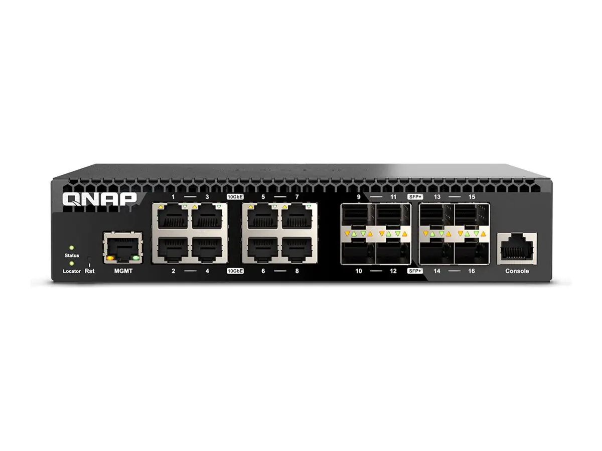 QNAP QSW-M3216R-8S8T - Switch - managed - 8 x 100/1000/2.5G/5G/10GBase-T + 8 x 10Gb Ethernet SFP+ - an Rack montierbar QNAP QSW-M3216R-8S8T - Switch - managed - 8 x 100/1000/2.5G/5G/10GBase-T + 8 x 10Gb Ethernet SFP+ - an Rack montierbar