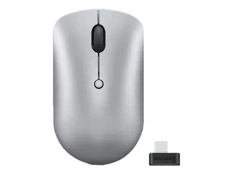 Lenovo - Maus - kompakt - rechts- und linkshändig - optisch - 4 Tasten - kabellos - 2.4 GHz - USB-C Wireless-Empfänger - Cloud Gray - braune Box - CRU