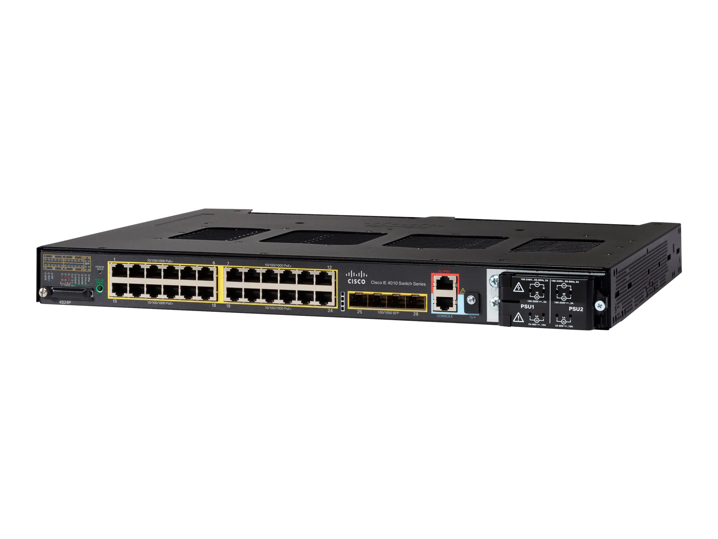 Cisco Industrial Ethernet 4010 Series - Switch - managed - 24 x 10/100/1000 (PoE+) + 4 x 10/100/1000/SFP (Uplink) - an DIN-Schiene montierbar - TAA-konform