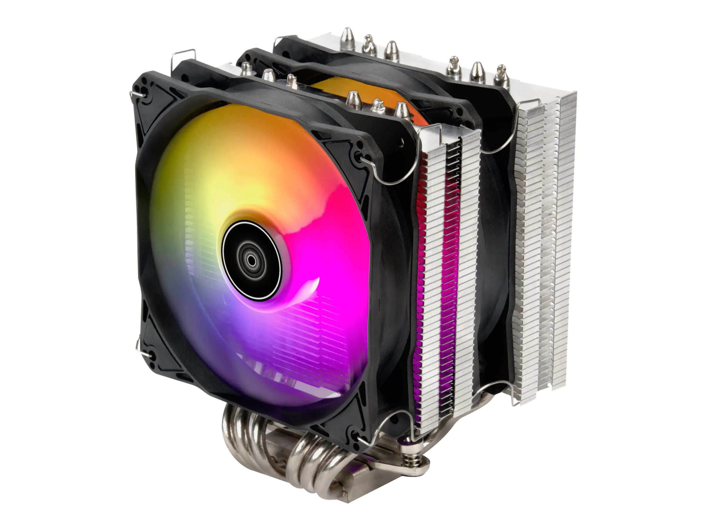 SilverStone Hydrogon D120 ARGB - Prozessor-Luftkühler - (für: LGA1156, LGA1155, LGA2011, LGA1150, LGA1151, AM4, LGA2066, LGA1200, LGA1152, LGA1700) - Kupfer-Heatpipes mit Aluminium-Kühlrippen - 120 mm - Schwarz