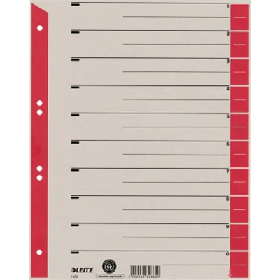 Leitz Trennblatt DIN A4, Überbreite Kraftkarton, recycelt rot schwarz 100 St./Pack.