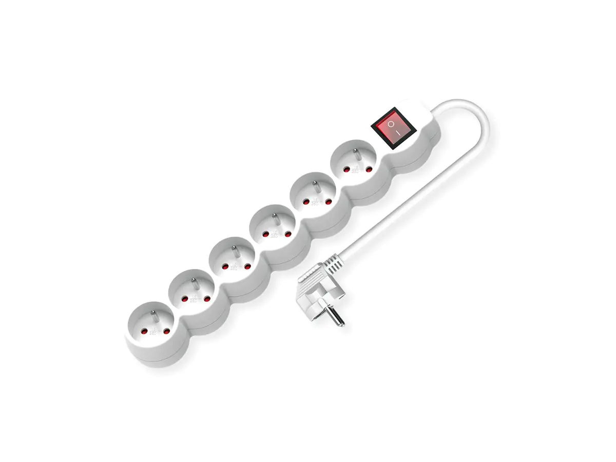 VALUE UTE Steckdosenlei. lang/rund+Sw. weiss 6x CEE 7/7 1.5m - Steckdosenleiste