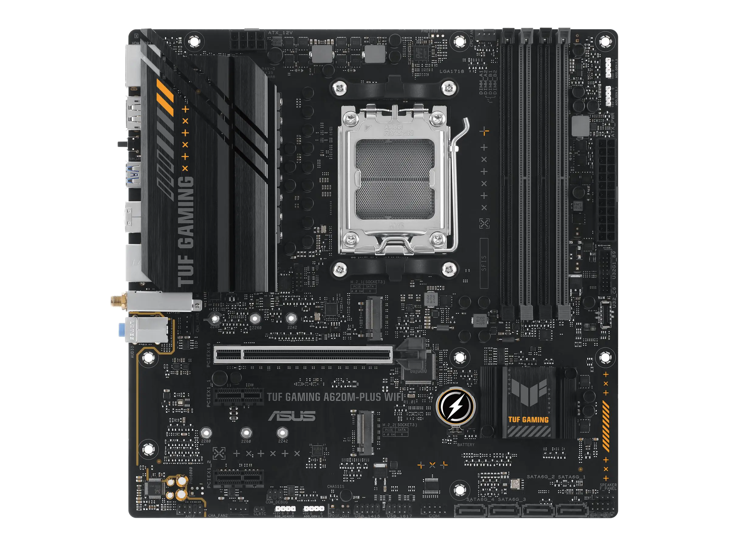 ASUS TUF GAMING A620M-PLUS WIFI - Motherboard - micro ATX - Socket AM5 - AMD A620 Chipsatz - USB 3.2 Gen 1, USB-C 3.2 Gen 1 - Gigabit LAN, 2.5 Gigabit LAN, Wi-Fi 6E, Bluetooth - Onboard-Grafik (CPU erforderlich) 90MB1F00-M0EAY0