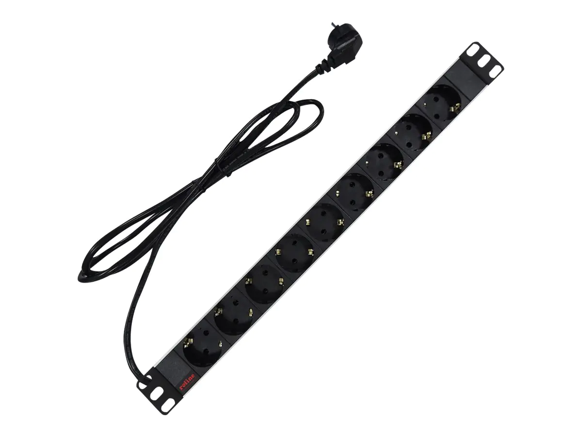 ROLINE Steckdosenleiste (Rack - einbaufähig) - 250 V - 3600 Watt - Ausgangsanschlüsse: 9 - 1U - 48.3 cm (19") 19.07.1620