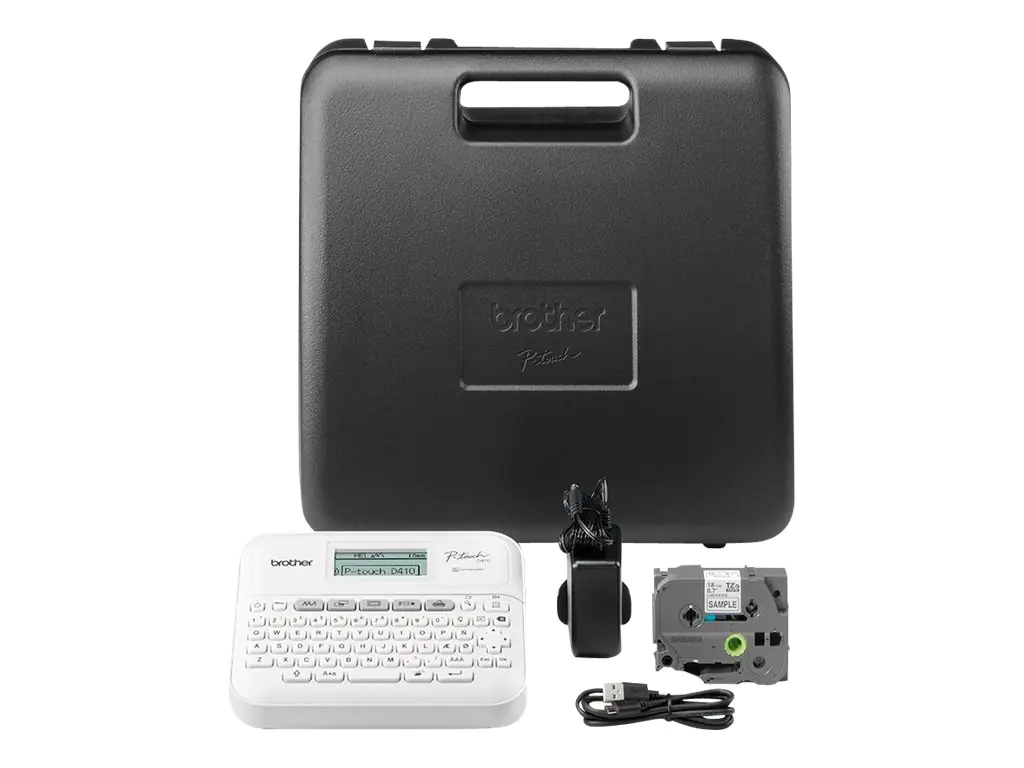 Brother P-Touch PT-D410VP - Beschriftungsgerät - s/w - Thermotransfer - 18 mm Breite - 180 dpi - bis zu 20 mm/Sek. - USB - Cutter - Druckvorschau, Spiegelschrift, Vertikaler Druck, Mehrfachausdruck - Grau, weiß