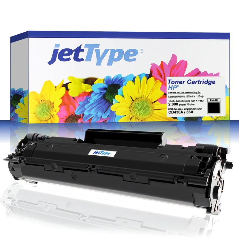 jetType Toner kompatibel zu HP CB436A 36A schwarz 2.000 Seiten 1 Stück jetType Toner kompatibel zu HP CB436A 36A schwarz 2.000 Seiten 1 Stück
